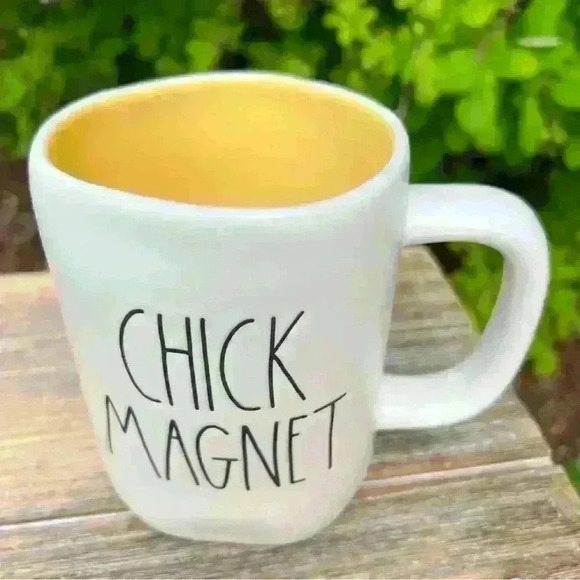 NEW Rae Dunn - CHICK MAGNET - YELLOW Interior Cute Coffee Mug/Cup - HTF - Picture 3 of 13
